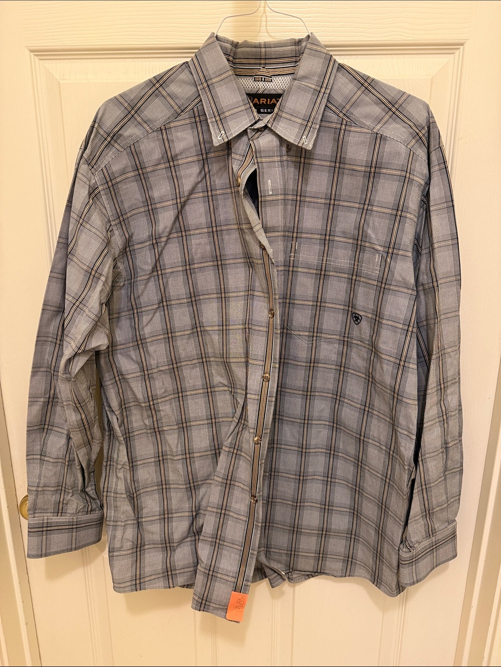 Ariat Men's Plaid Button-Up Shirt in Light Blue, Gray & Brown